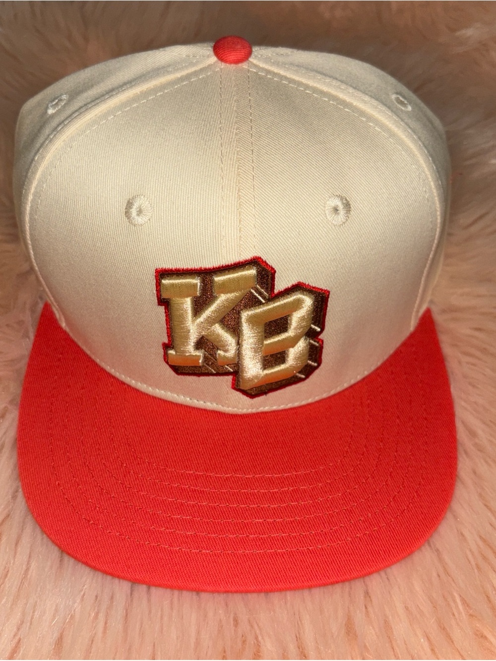 KB Two-Tone Baseball Cap in Cream and Red
